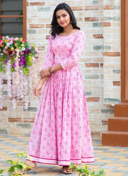 Pink Colour STYLISHTA STYLISHTA 9 Digital Printed Fancy Festive Wear Gown Collection 9003